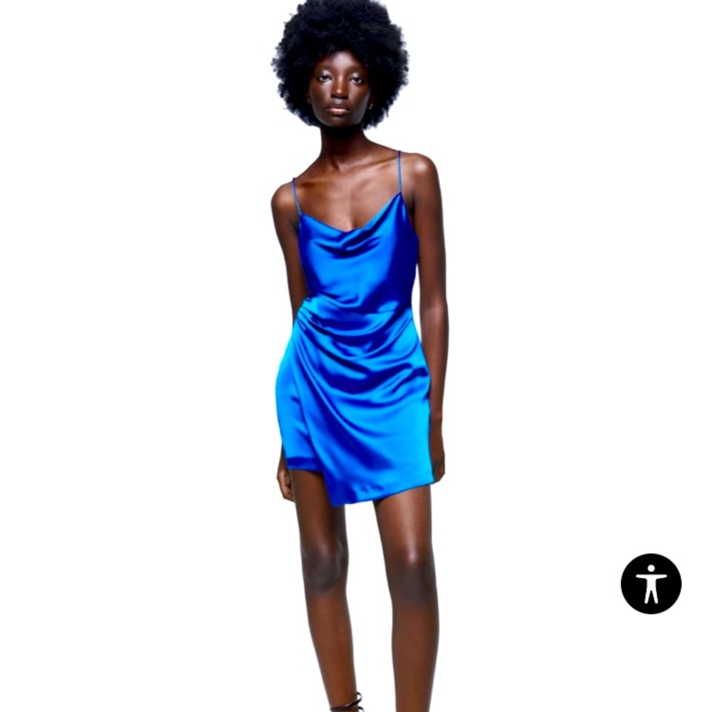Zara Draped Mini Dress. NWT. Cobalt. Small